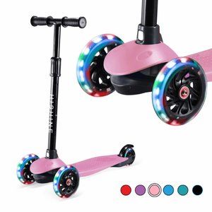 3 wheel Kick Scooter for Kids with Light-up Wheels and Adjustable Height for 2